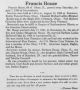 Obituary, Francis House
